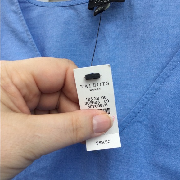 NWT Talbots Fun Blue White Embroidery Tie Sleeve - Picture 5 of 6